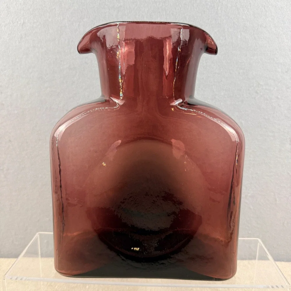 Blenko 384 Water Bottle Amethyst Glass Double Spout Water Pitcher - Picture 3 of 8
